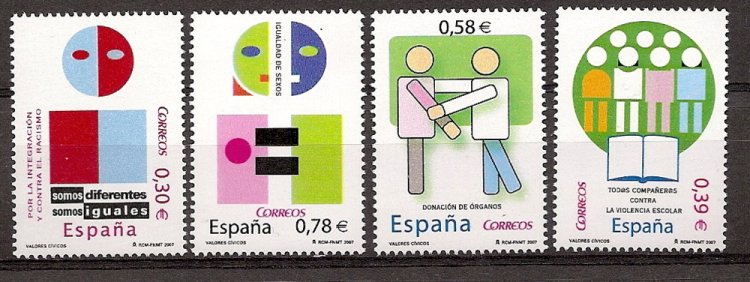 Sellos - Países - España - 2º Cent. (Series Completas) - Juan Carlos I - 2007 - 4333/36 - ** - Click en la imagen para cerrar