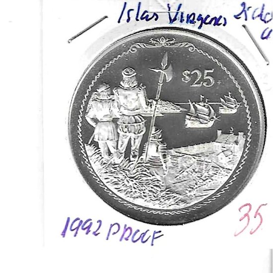 Monedas - America - Islas Virgenes - 116 - 1992 - 25 dolares - plata - PROOF - Click en la imagen para cerrar
