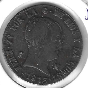 Monedas - EspaÃ±a - Fernando VII (1808 - 1833) - 204 - 1823 - 8 maravedis - Jubia - Click en la imagen para cerrar