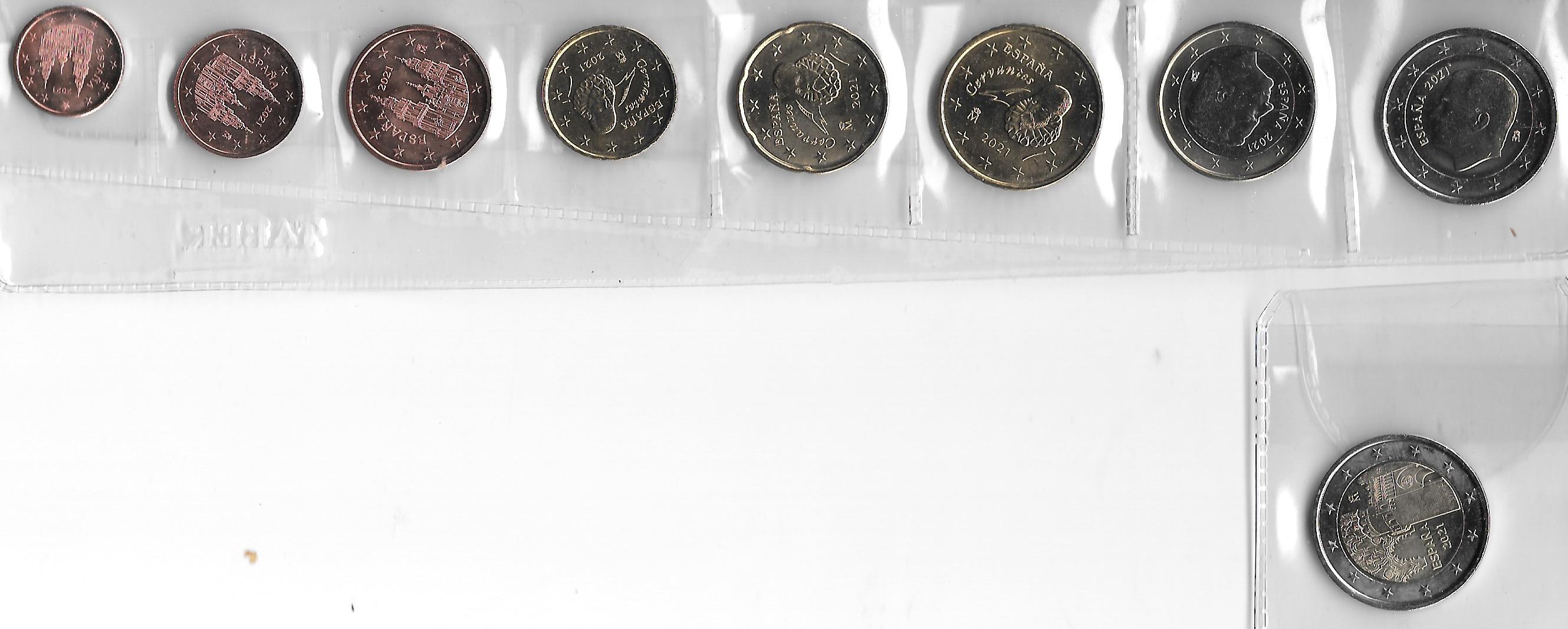 Monedas - Euros - Colección en tiras - España -  2021 - SC - Colección 9 monedas