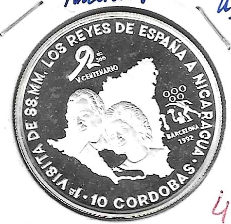 Monedas - America - Nicaragua - 78 - 1991 - 10 cordobas - plata - Click en la imagen para cerrar
