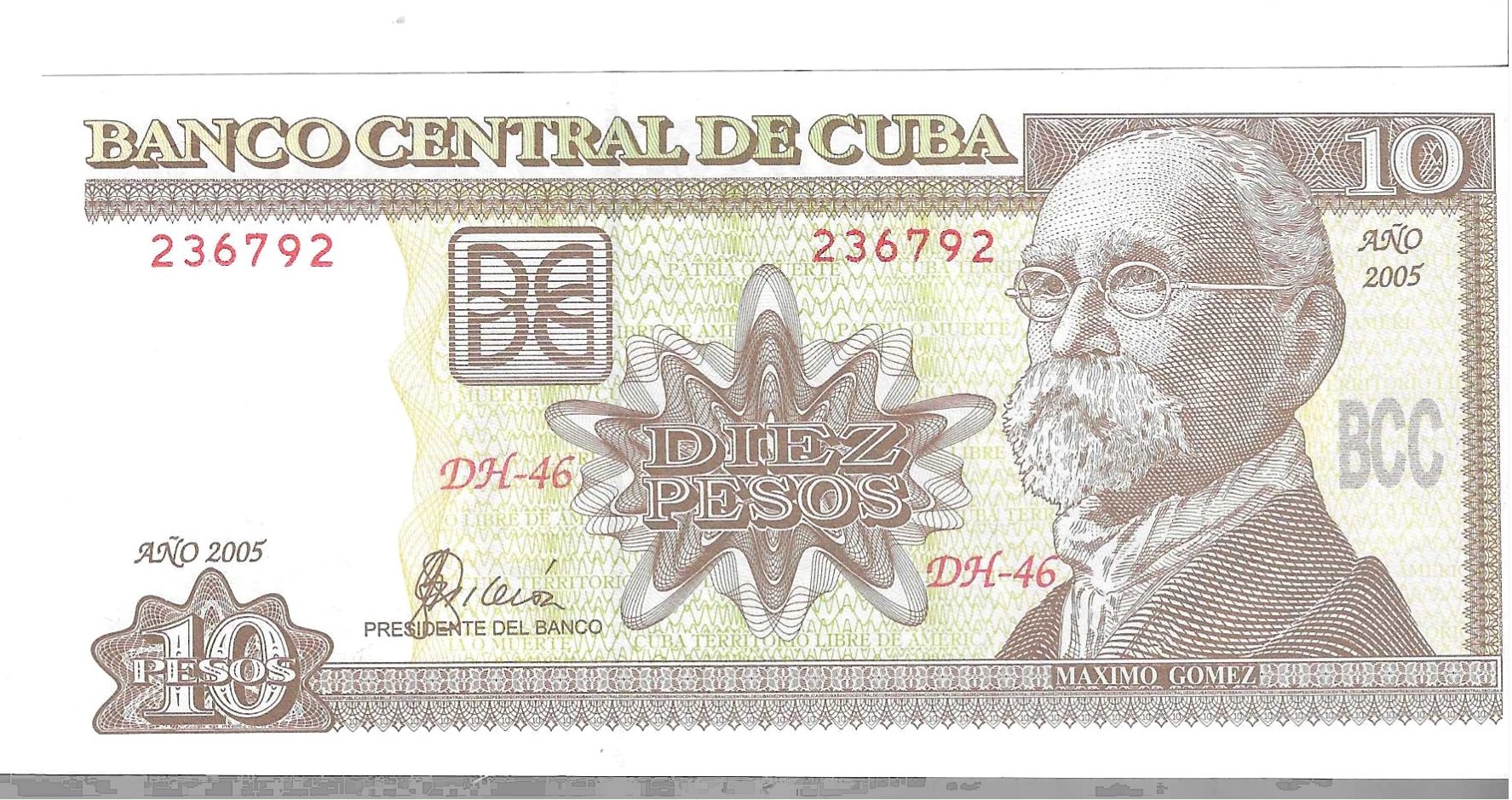 Billetes - America - Cuba - 117H - SC - 2005 - 10 pesos - Num.ref: 236792