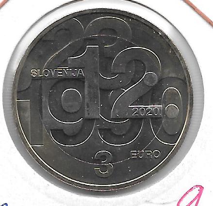 Monedas - Euros - 3€ - Eslovenia - SC - 2020 - Plebiscito sobre soberaní­a e independencia - Click en la imagen para cerrar