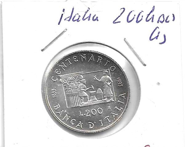 Monedas - Europa - Italia - 172 - 1993 - 200 liras - plata - Click en la imagen para cerrar