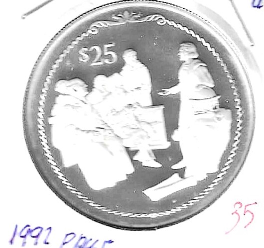 Monedas - America - Islas VÃ­rgenes - 105 - 1992 - 25 dolares - plata - PROOF - Click en la imagen para cerrar