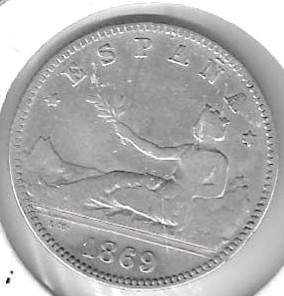 Monedas - EspaÃ±a - Gobierno Provisional - 57 - 1869 - peseta - plata - Click en la imagen para cerrar