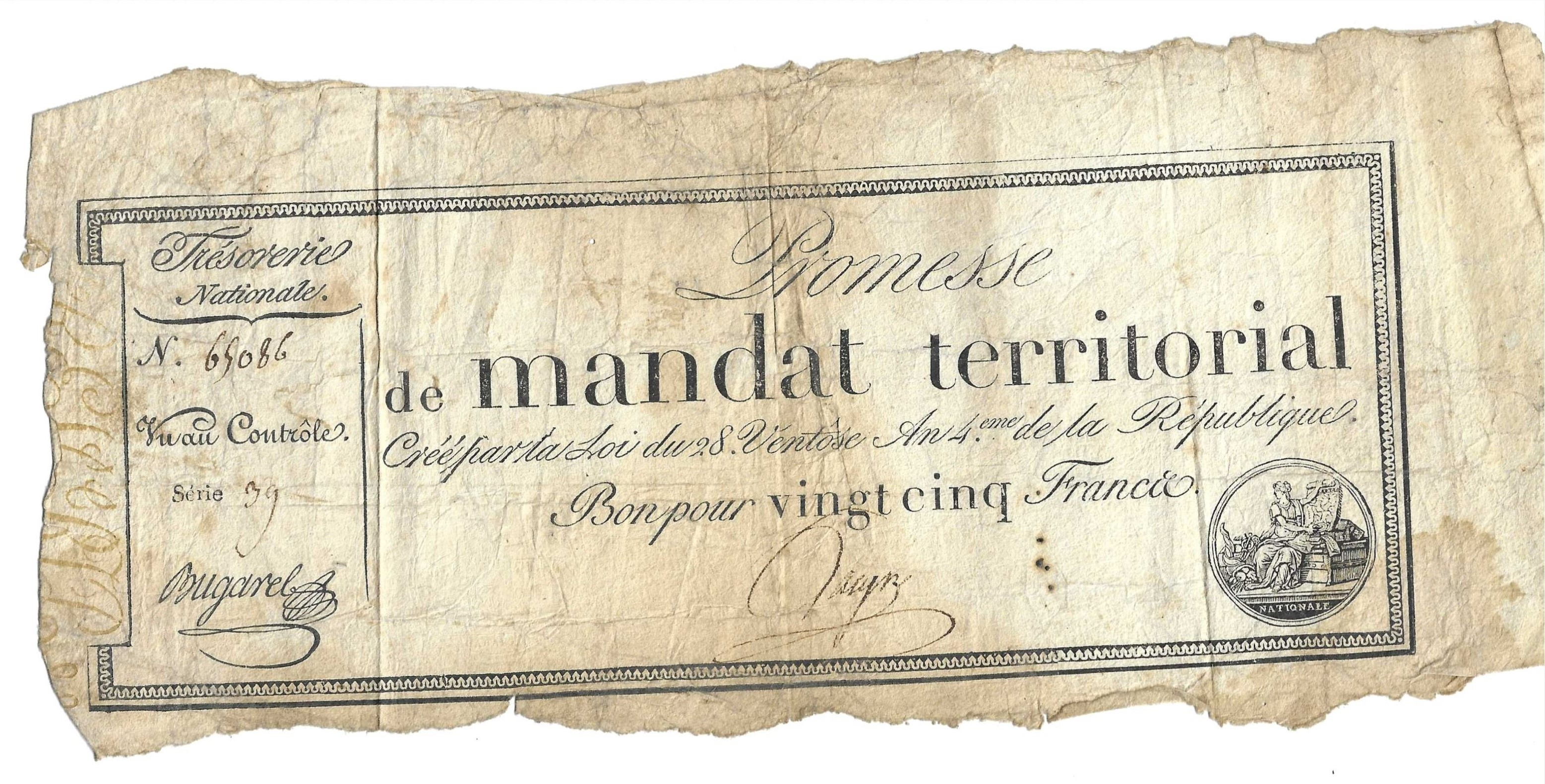 Billetes - Europa - Francia - A83 - mbc - 1796 - 25 francos - Num.ref:65086