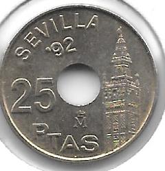 Monedas - España - Juan Carlos I (pesetas) - 1992 - 025 pesetas - Click en la imagen para cerrar