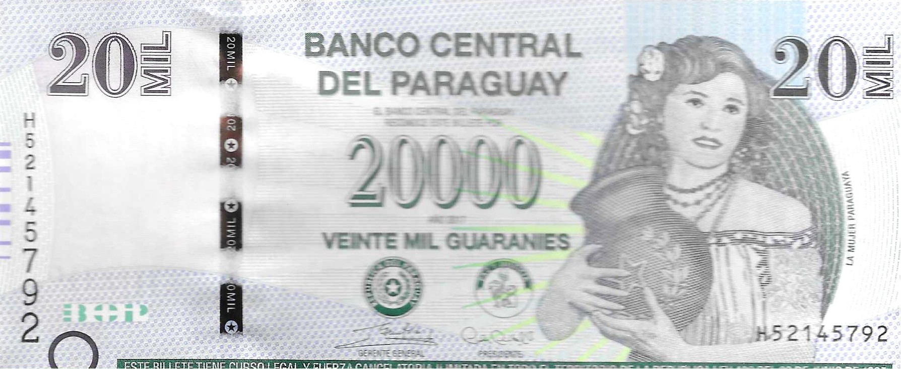 Billetes - America - Paraguay - 238B - SC - 2017 - 20000 guaranies - Num.ref: H52145792