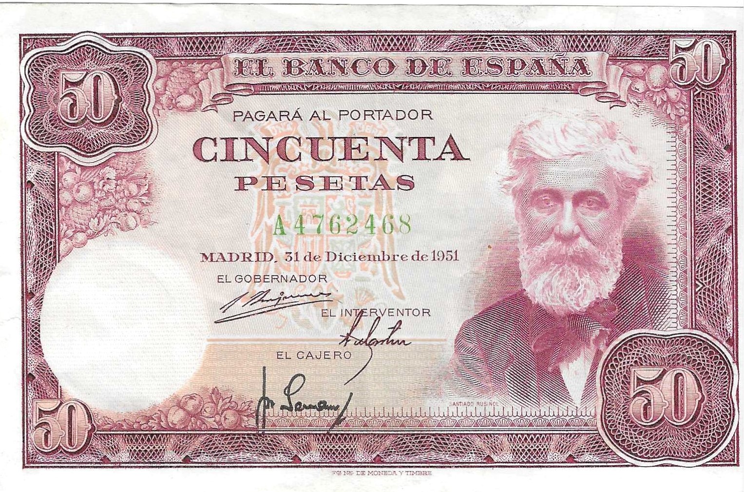 Billetes - España - Estado Español (1936 - 1975) - 50 ptas - 483 - EBC - 1951 - Num.ref: A4762468