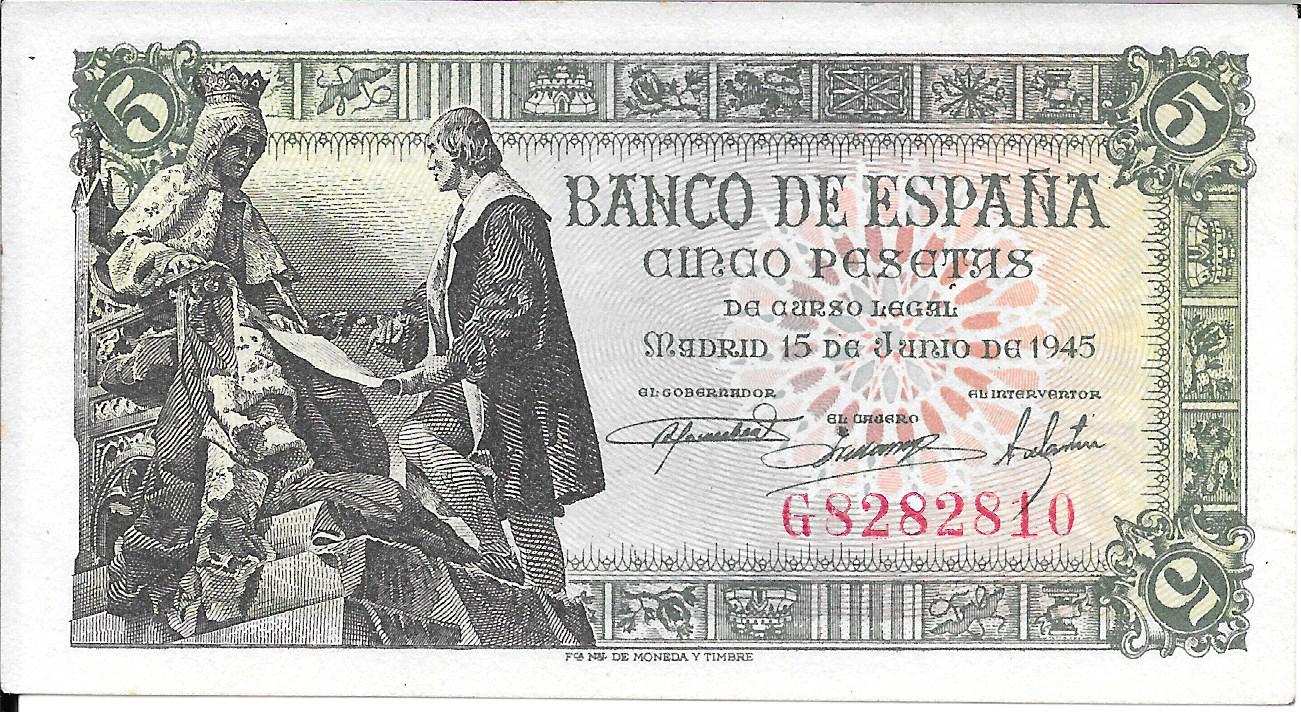 Billetes - EspaÃ±a - Estado EspaÃ±ol (1936 - 1975) - 5 ptas - 461 - sc - 1945 - G8282810