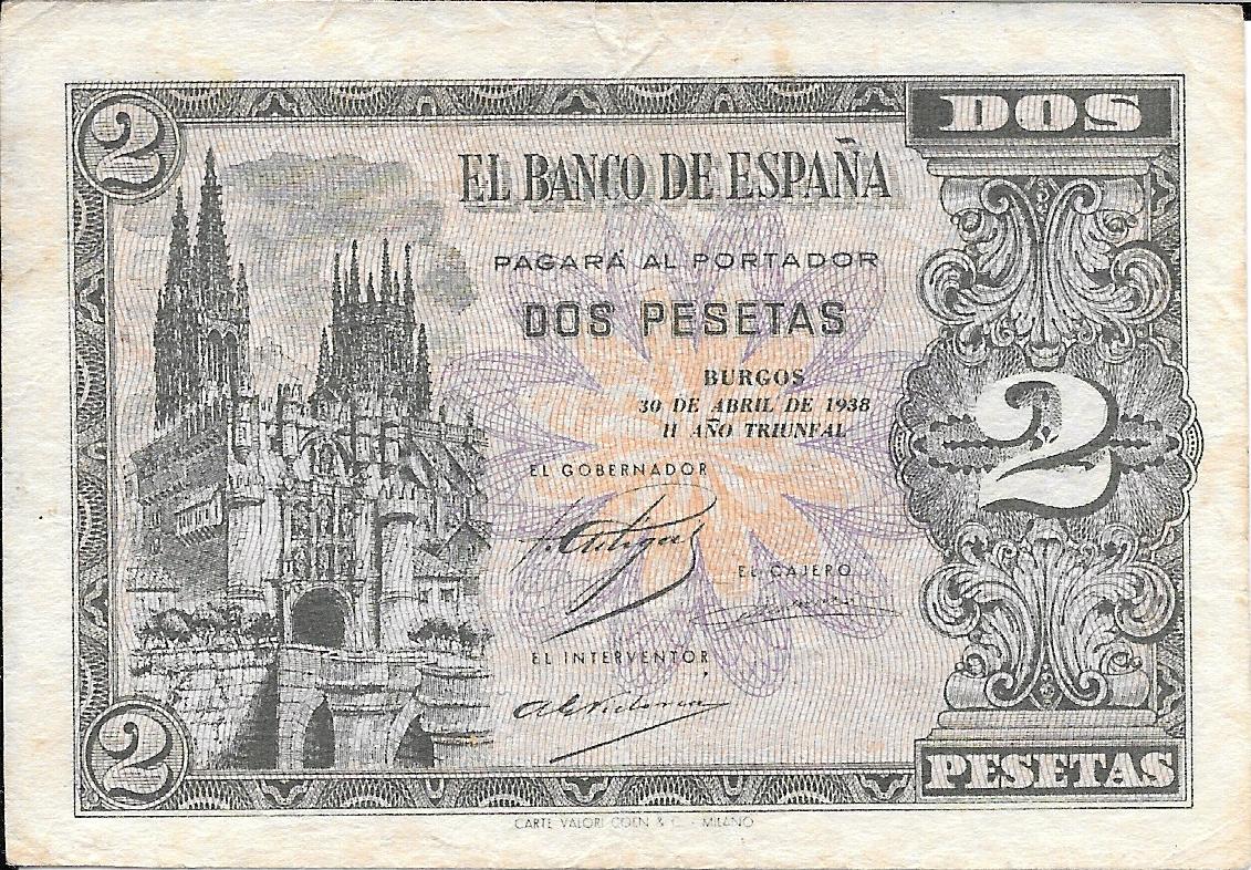 Billetes - España - Estado Español (1936 - 1975) - 2 ptas - 449 - mbc+ - Abril 1938 - C6552571