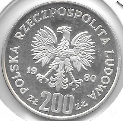 Monedas - Europa - Polonia - 110.1 - 1980 - 200 Zlotych - Plata - Click en la imagen para cerrar