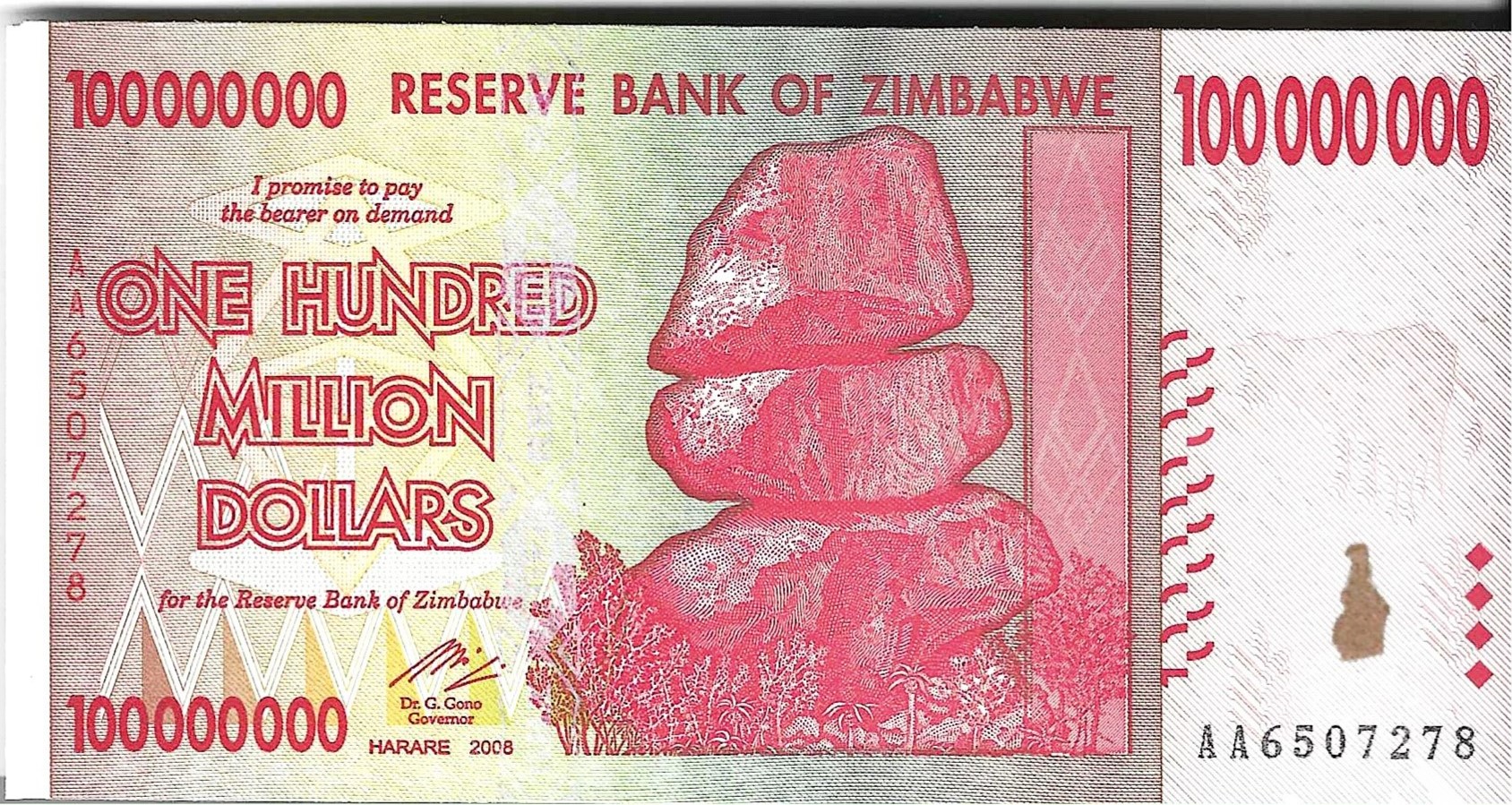 Bankbiljetten - Afrika - Zimbabwe - 80 - SC - 2008 - 100.000.000 dollar - Ref.nr: AA6507278