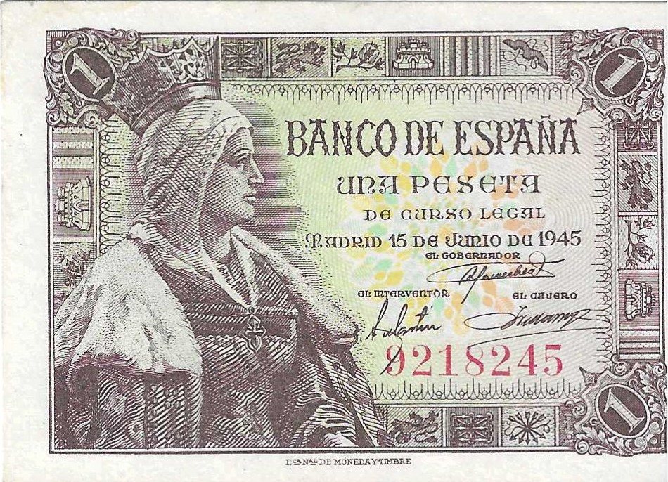 Billetes - España - Estado Español (1936 - 1975) - 1 ptas - 440 - SC - 1945 - Num.ref: 9218245 sin serie