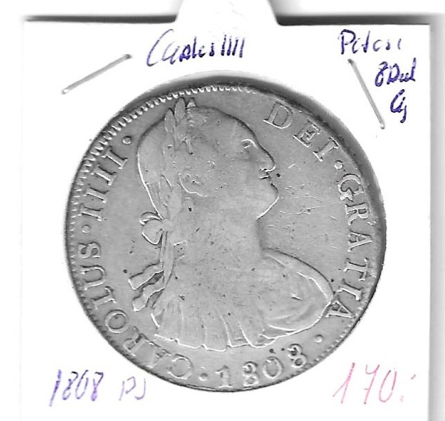 Monedas - España - Carlos IV (1788 - 1808) - 1014 - 1808 PJ - Potosi - 8 reales - plata