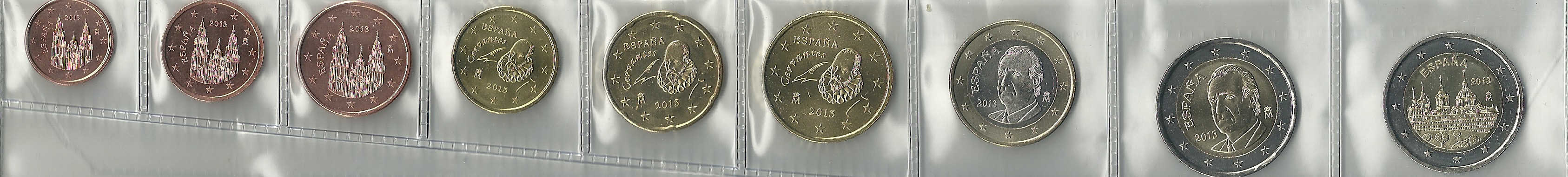 Monedes - Euros - Col·lecció en tires - Espanya - sc - Any 2013 - 9 monedes