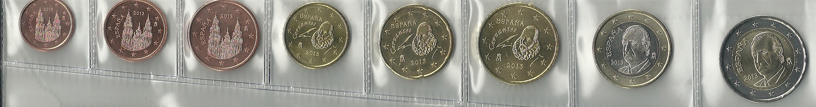 Monedes - Euros - Col·lecció en tires - Espanya - sc - Any 2013 - 8 monedes