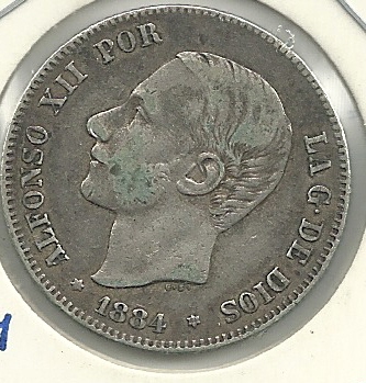 Monedas - España - Alfonso XII (29-XII-1874 / 28-XI - 094 - Año 1883 - 2 pesetas - Click en la imagen para cerrar
