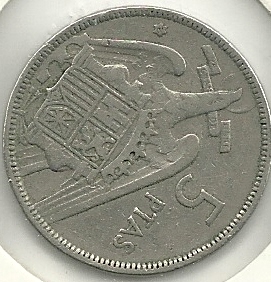 Monedas - España - Estado Español (18-VII-1936 / 20 - 005 pesetas - 309 - Año 1957*60 - Click en la imagen para cerrar