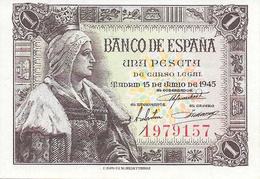 Billets - Espagne - État Espagnol (1936 - 1975) - 1 ptas - 440 - S/C - 1945 - num ref:1979157