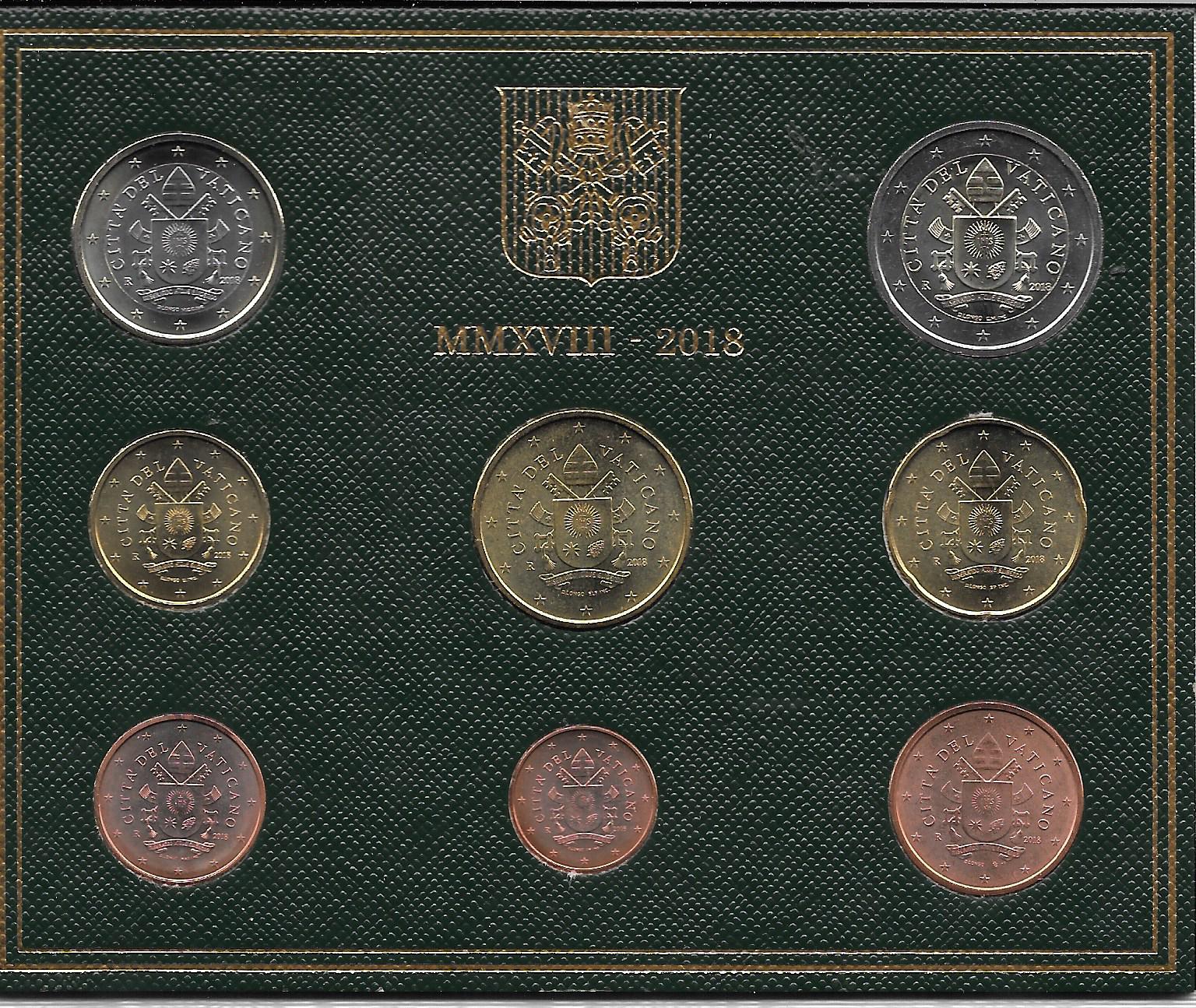 Monedas - Euros - Estuches oficiales - Vaticano - Año 2018 - Colección anual de 8 monedas