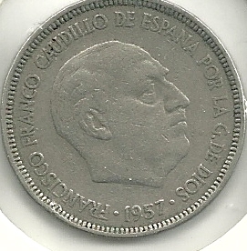 Monedas - España - Estado Español (18-VII-1936 / 20 - 005 pesetas - 315 - Año 1957*66 - Click en la imagen para cerrar