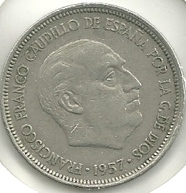 Monedas - España - Estado Español (18-VII-1936 / 20 - 005 pesetas - 316 - Año 1957*67 - Click en la imagen para cerrar