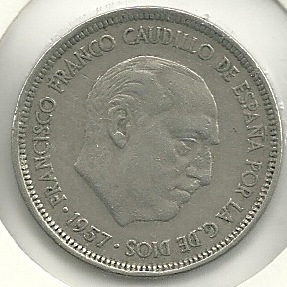 Monedas - España - Estado Español (18-VII-1936 / 20 - 005 pesetas - 317 - Año 1957*68 - Click en la imagen para cerrar