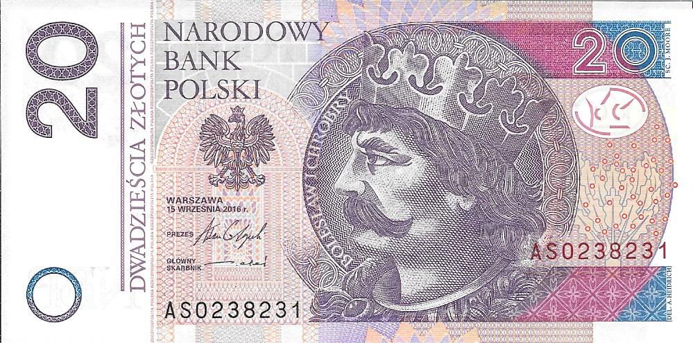 Banconote - Europa - Polonia - - sc - 2016 - 20 zlotych - num. ref: AS0238231