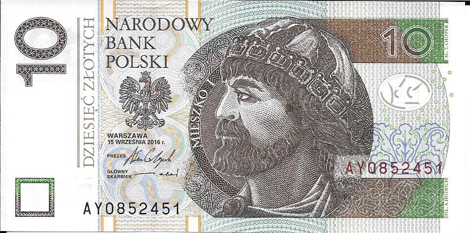 Banconote - Europa - Polonia - - sc - 2016 - 10 zlotych - num. ref: 0852451