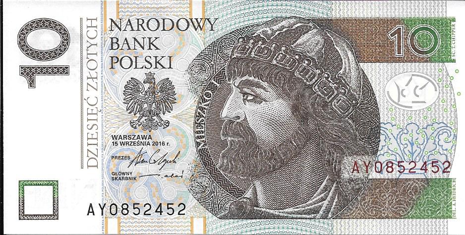 Banconote - Europa - Polonia - - sc - 2016 - 10 zlotych - num. ref: 0852452