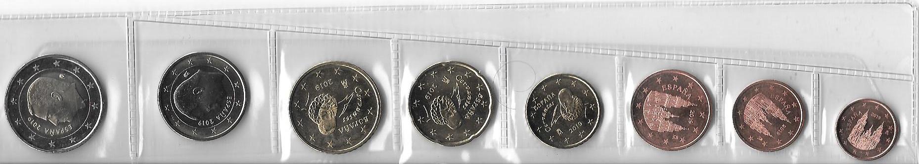 Monedas - Euros - Coleccion en tiras - España sc - Año  2019 - 8 monedas</div>