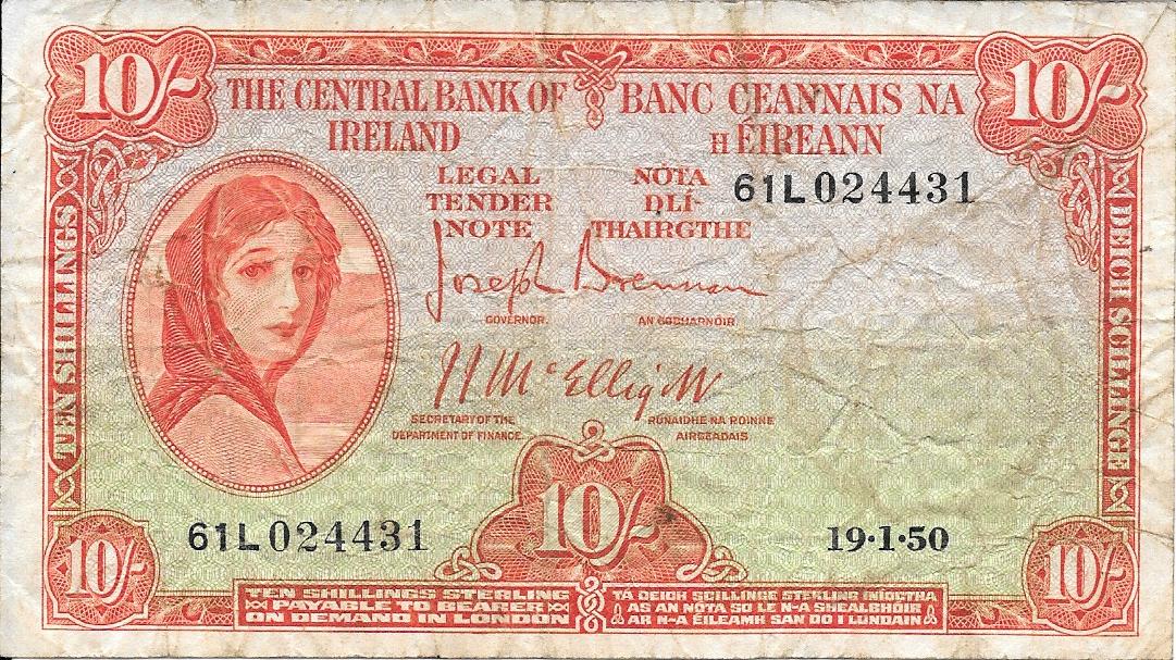 Billetes - Europa - Irlanda - 56 - bc+ - 1945 - 10 shillings - num. ref: 61L024431