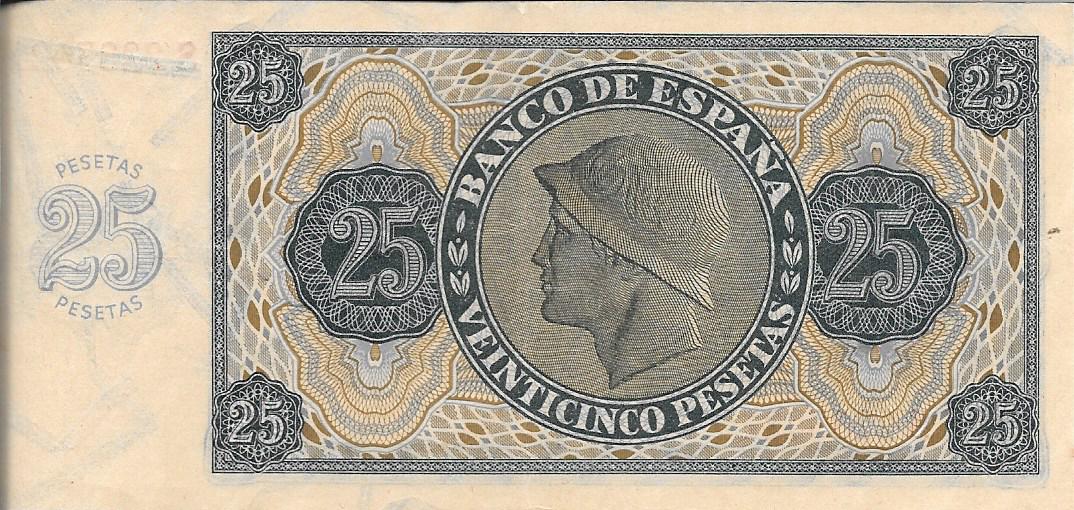 Billetes - EspaÃ±a - Estado EspaÃ±ol (1936 - 1975) - 25 ptas - 473 - mb+ - 1936 - Num.ref: S2283021 - Click en la imagen para cerrar