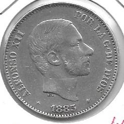 Monedas - EspaÃ±a - Alfonso XII (29-XII-1874/28-XI) - 108 - 1885 - 50 cent - Filipinas - plata - Click en la imagen para cerrar