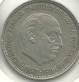 Monedas - España - Estado Español (18-VII-1936 / 20 - 005 pesetas - 320 - Año 1957*71 - Click en la imagen para cerrar