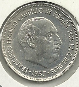 Monedas - España - Estado Español (18-VII-1936 / 20 - 005 pesetas - 324 - Año 1957*75 - Click en la imagen para cerrar
