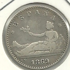 Monedas - España - Gobierno Provisional ( 29-IX-186 - 034 - Año 1869*6*9 - Click en la imagen para cerrar