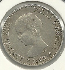 Monedas - España - Alfonso XIII (17-V-1886 / 14-IV- - 041 - Año 1892*9*2 - 50 ct - Click en la imagen para cerrar