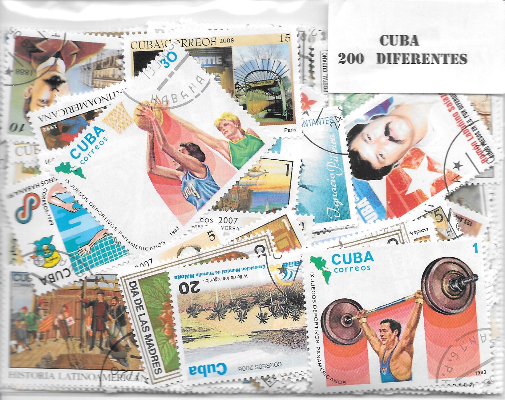 Pays - Amérique - Cuba - 200 timbres différents