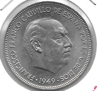 Monedas - España - Estado Español (18-VII-1936 / 20 - 005 pesetas - 304 - Año 1949*19*50 - Click en la imagen para cerrar
