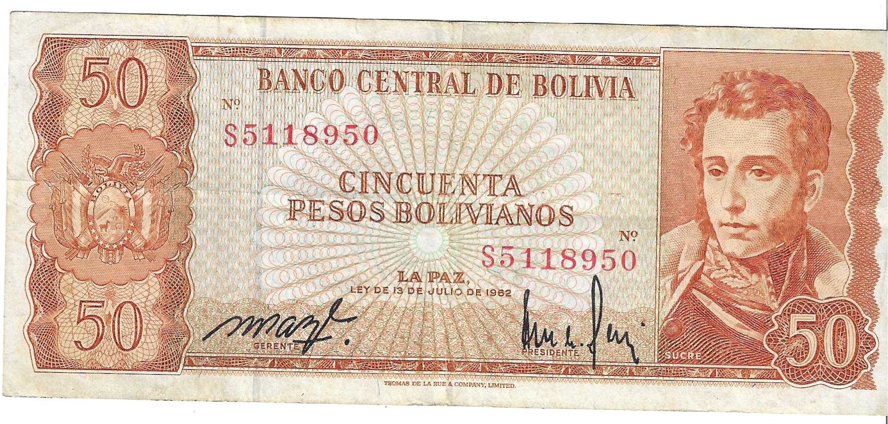 Billetes - America - Bolivia - 156 - MBC - 1962 - 50 pesos - Num.ref: S5118950