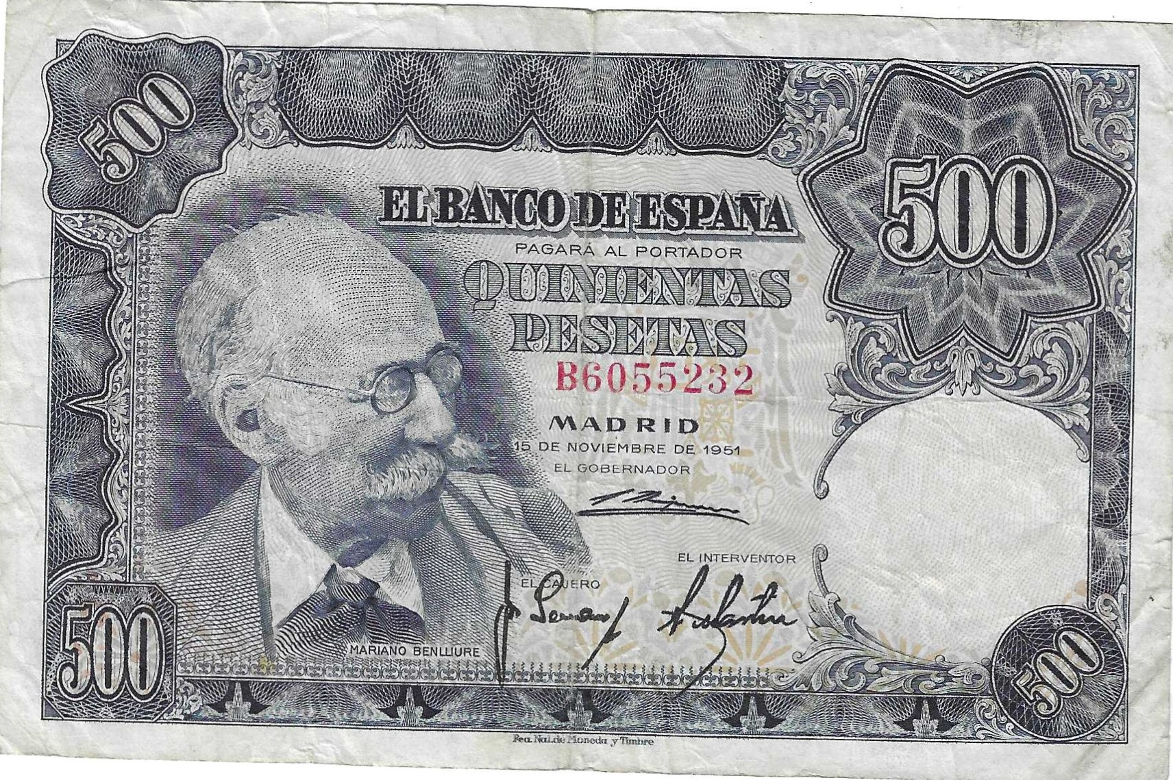 Billets - Espagne - État Espagnol (1936 - 1975) - 500 ptas - 504 - MBC - 1951 - Num.ref: B6055232