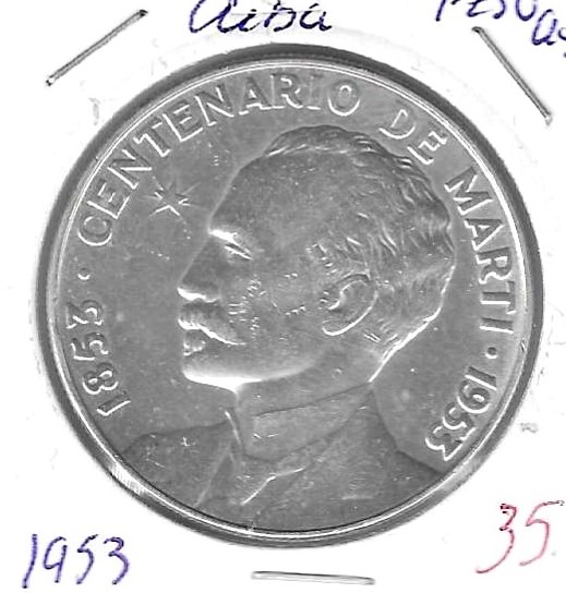 Monedas - America - Cuba - 29 - 1953 - Peso - plata - Click en la imagen para cerrar
