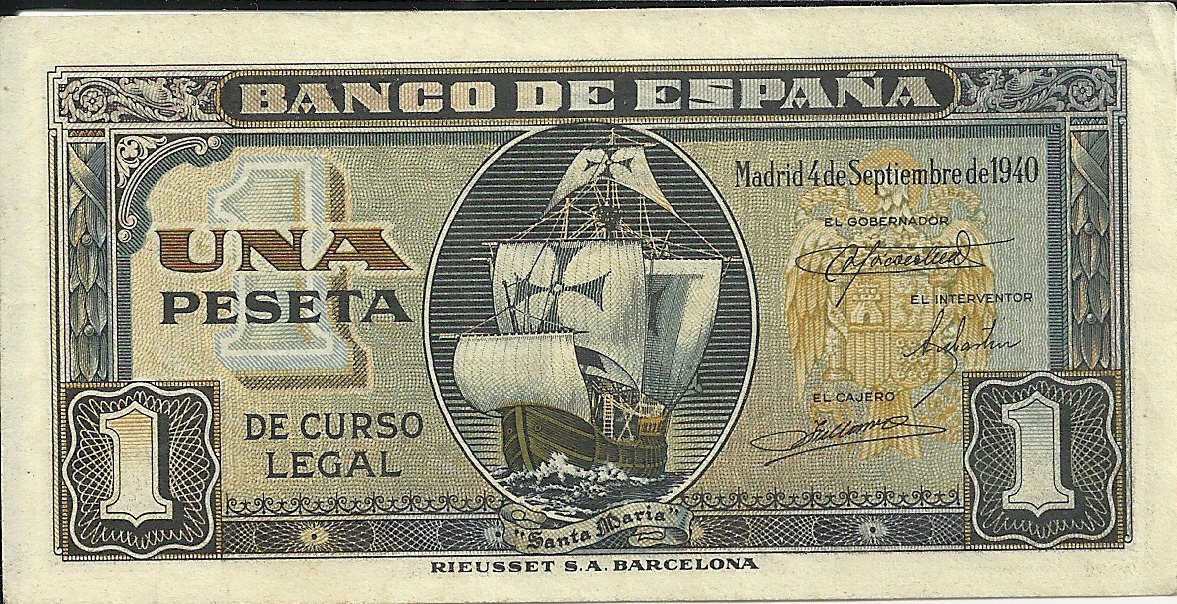 Billetes - España - Estado Español (1936 - 1975) - 1 ptas - 437 - ebc - 4/9/1940 - ref. G4829183