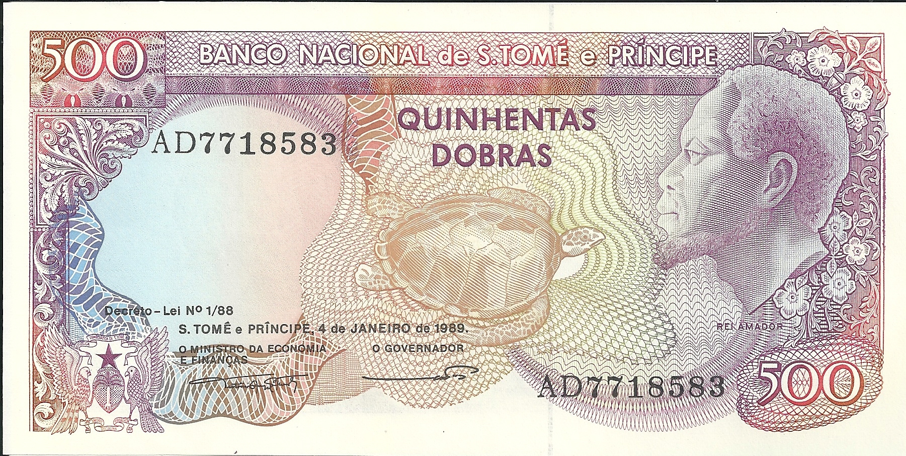 Billetes - Africa - Santo Tomé - 061 - sc - Año 1989 - 500 dolares