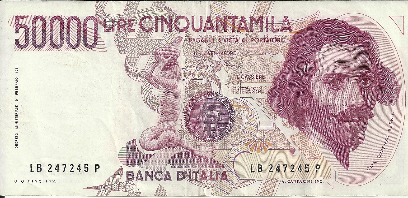 Billets - Europe - Italie - 113a - mbc - An 1984 - 50000 lires