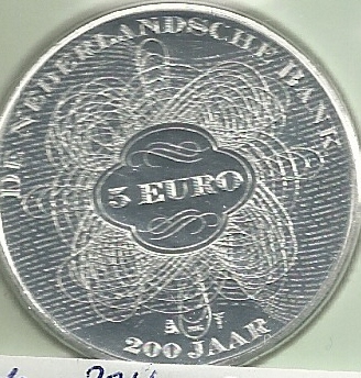 Monedas - Euros - 5&euro; - Holanda - sc - A&ntilde;o 2014 - 200&ordm; Aniversario Banco Holanda - Click en la imagen para cerrar