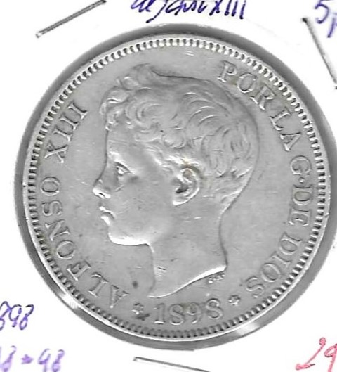Monedas - EspaÃ±a - Alfonso XIII ( 17-V-1886/14-IV) - 145 - 1891*18*91 - 5 pesetas - plata - Click en la imagen para cerrar
